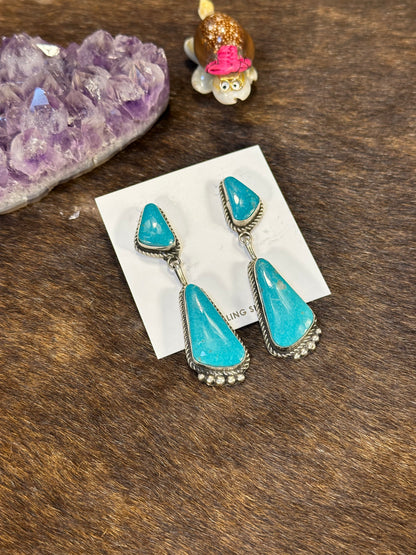 Kingman Dangle Two Stone Link Earring