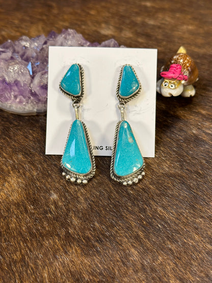 Kingman Dangle Two Stone Link Earring