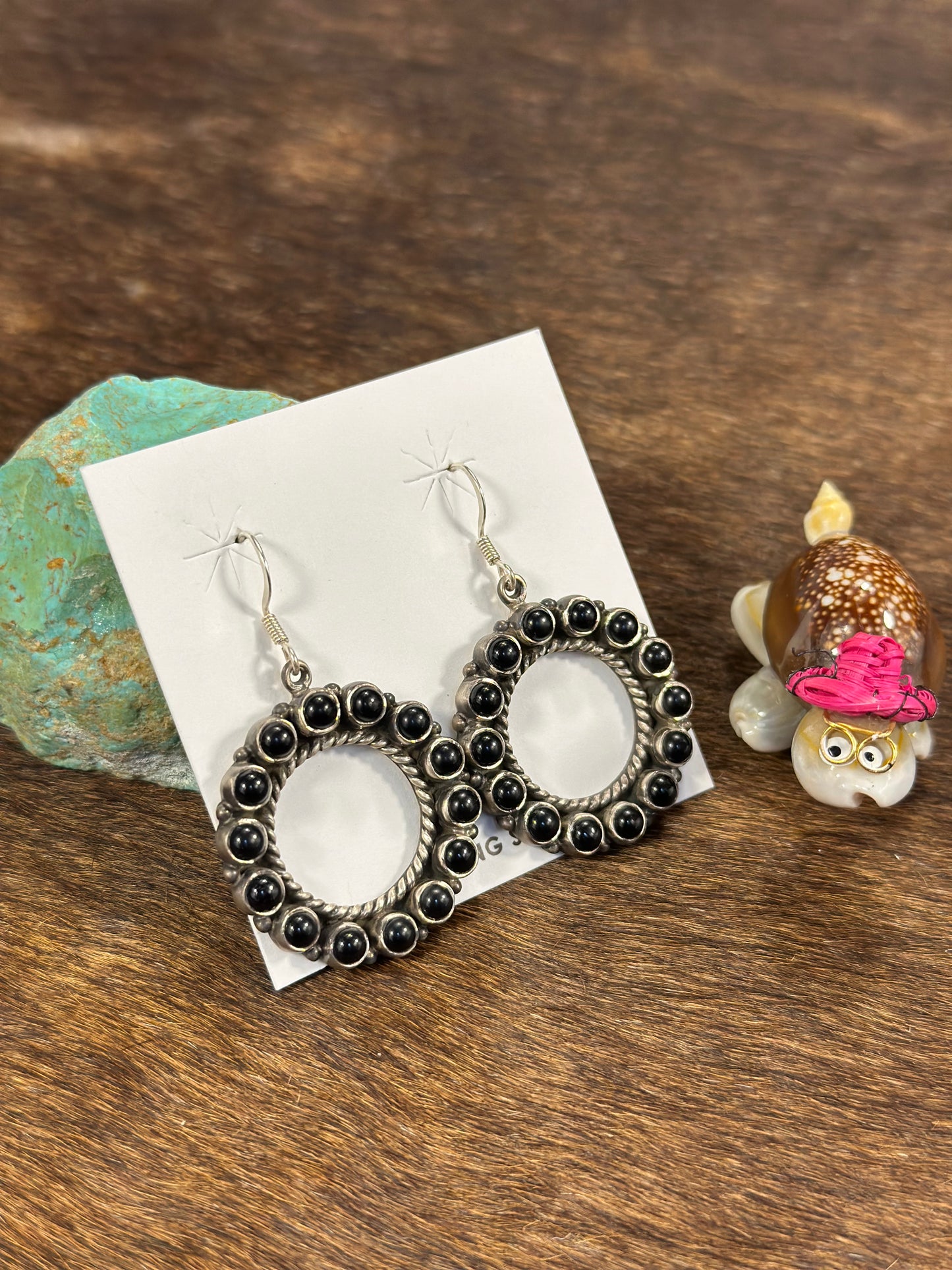 Black Onyx Hoop Dangle Earring