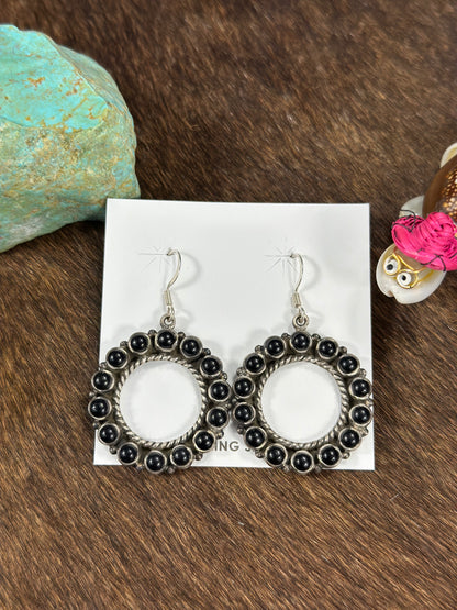 Black Onyx Hoop Dangle Earring