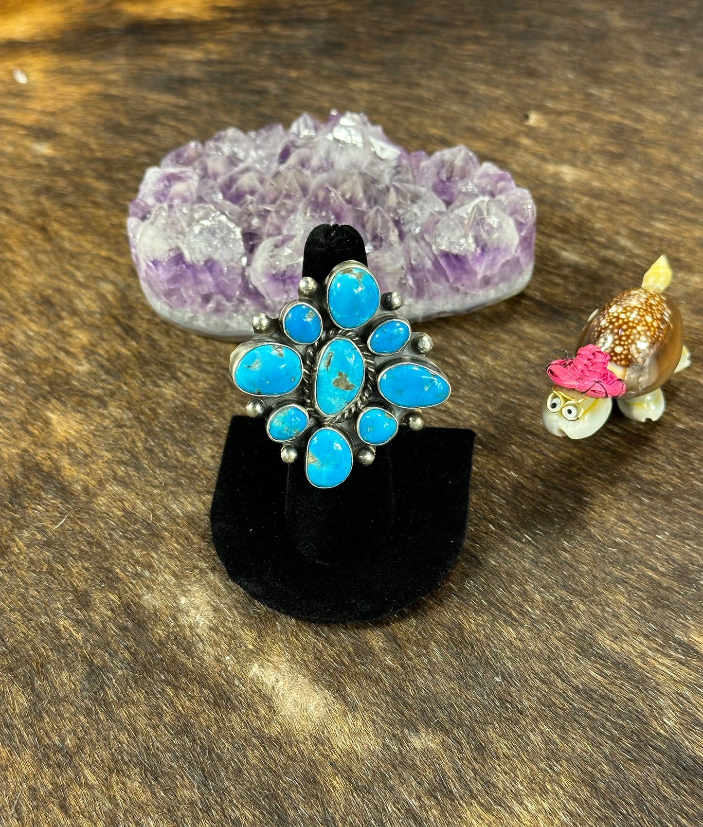 Kingman Turquoise Cluster Ring