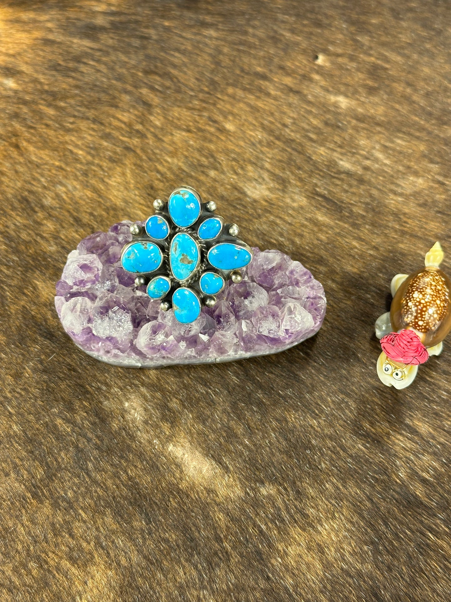 Kingman Turquoise Cluster Ring
