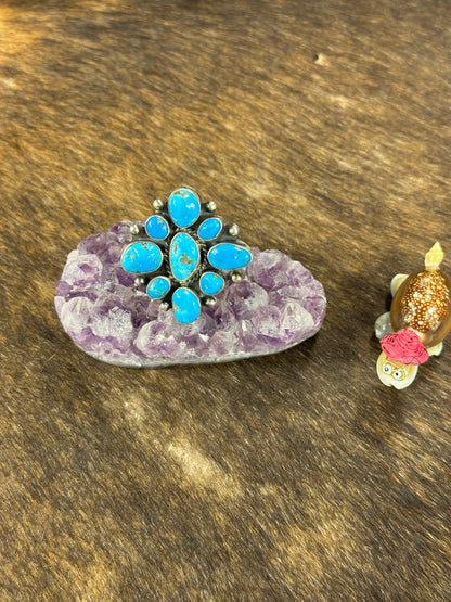 Kingman Turquoise Cluster Ring