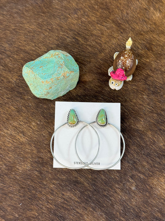 Green Kingman Hoop Earrings