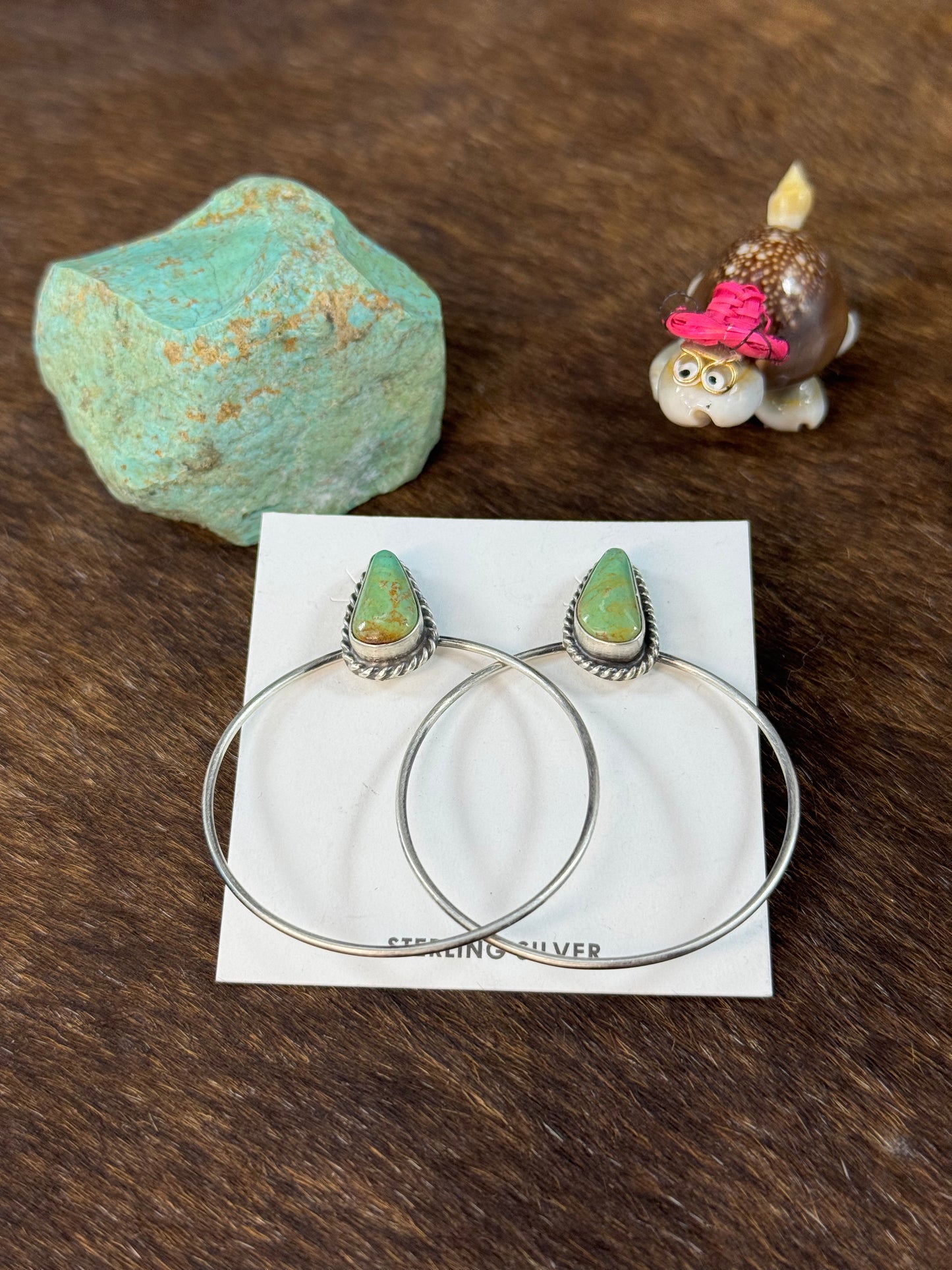 Green Kingman Hoop Earrings