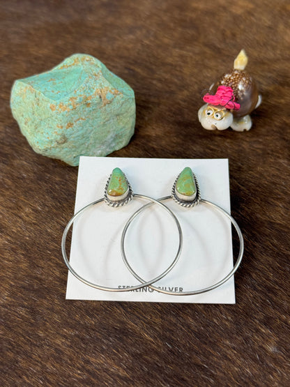 Green Kingman Hoop Earrings