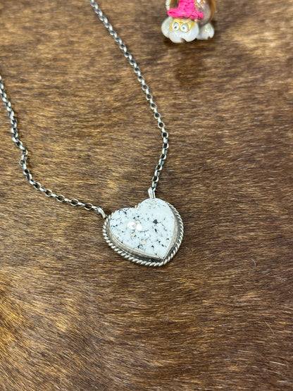 White Buffalo Heart Necklace