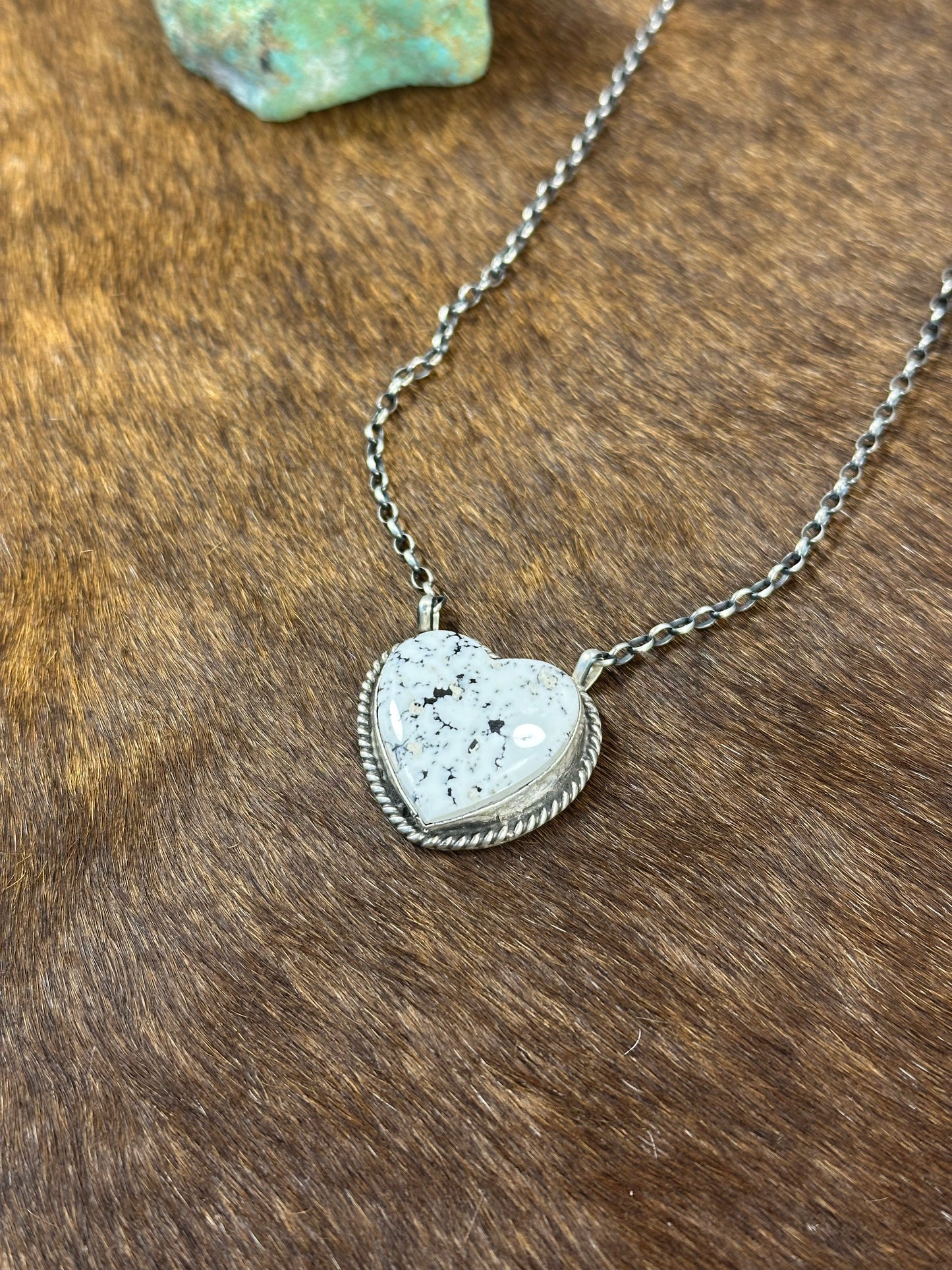 White Buffalo Heart Necklace