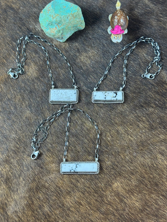 Large White Buffalo Bar Necklace