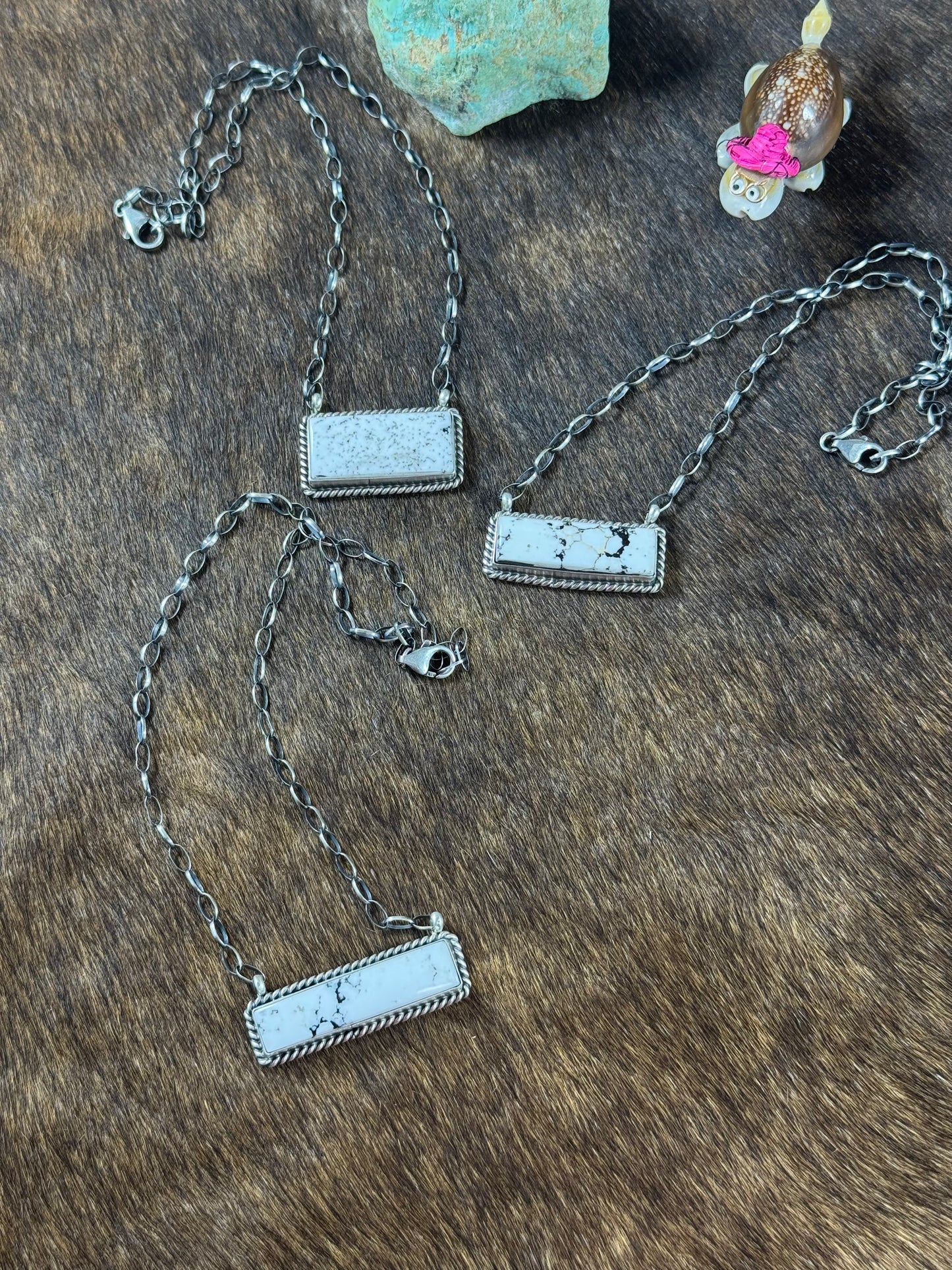 Large White Buffalo Bar Necklace