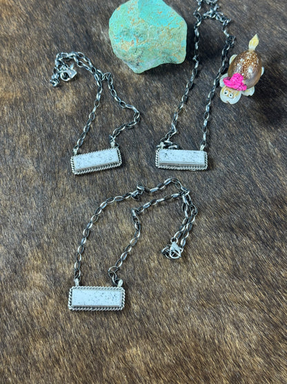 White Buffalo Medium Bar Necklace