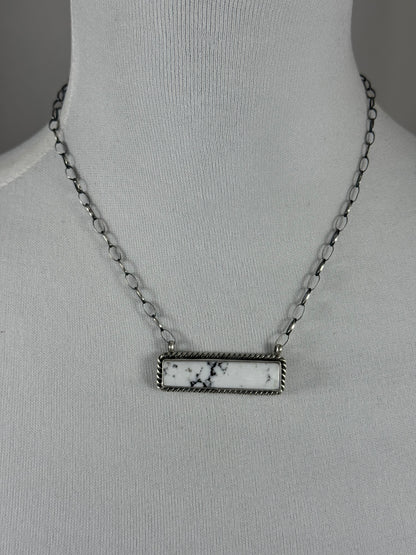 Large White Buffalo Bar Necklace