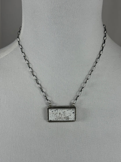 Large White Buffalo Bar Necklace