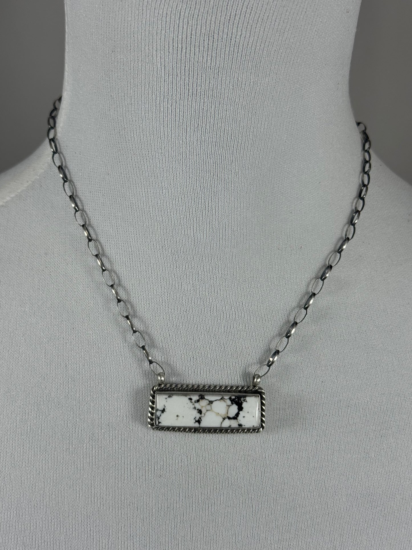 Large White Buffalo Bar Necklace