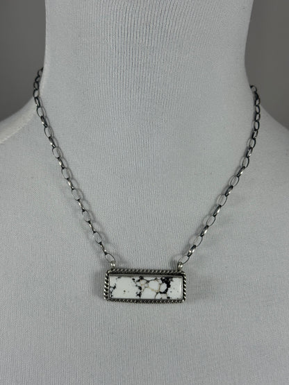 Large White Buffalo Bar Necklace
