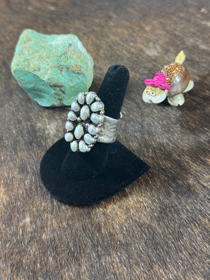 Adjustable Freshwater Pearl Cluster Ring
