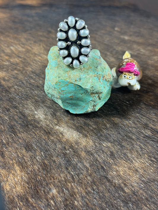 Adjustable Freshwater Pearl Cluster Ring