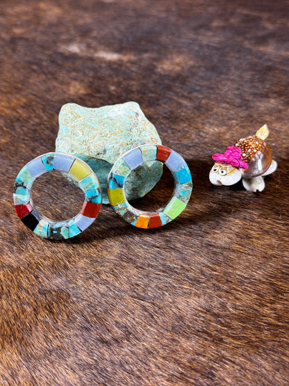 Multi Color Stone Circle Earring