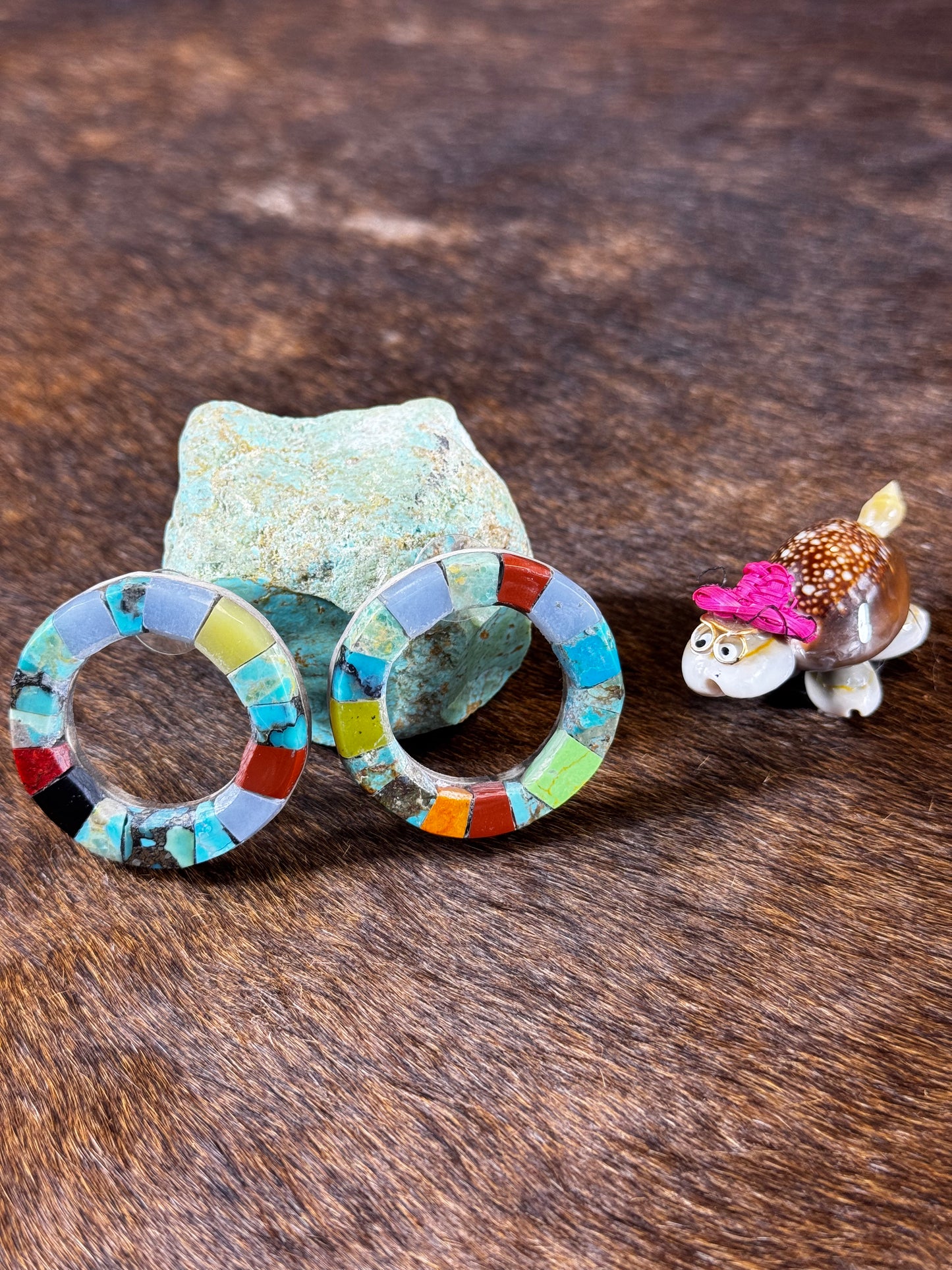 Multi Color Stone Circle Earring