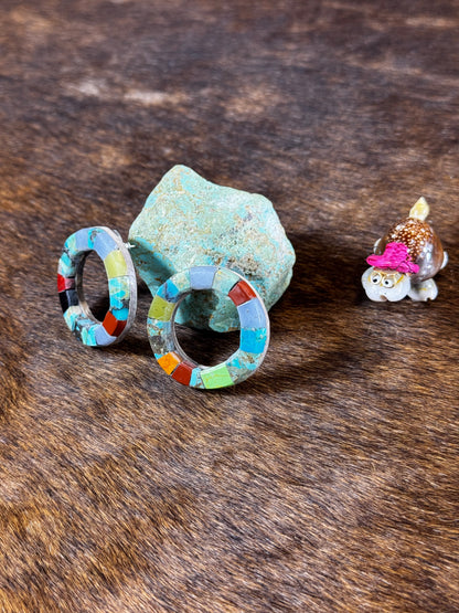 Multi Color Stone Circle Earring