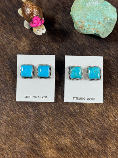 Kingman Turquoise Square Studs