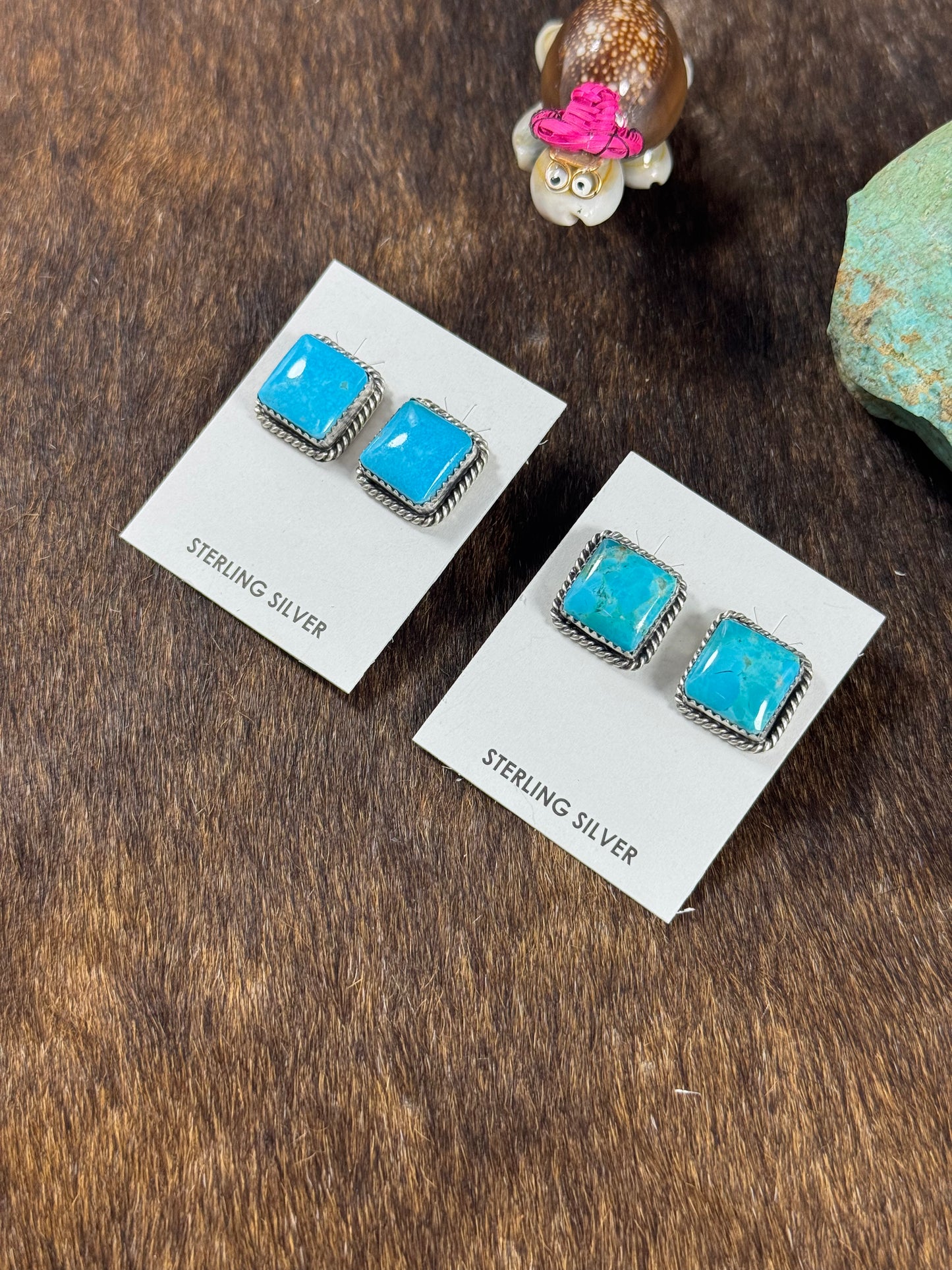 Kingman Turquoise Square Studs
