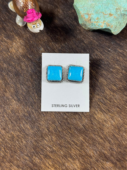 Kingman Turquoise Square Studs