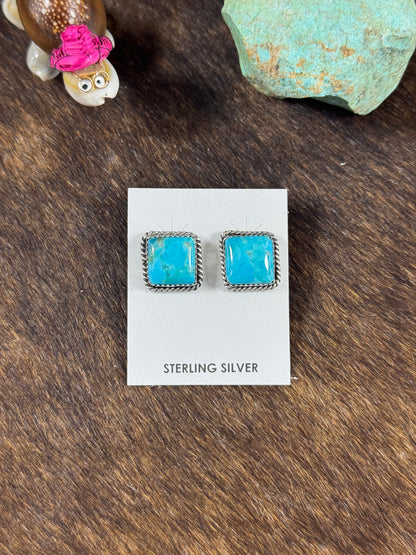 Kingman Turquoise Square Studs
