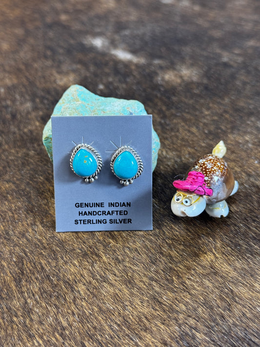 Kingman Turquoise Tear Drop Studs