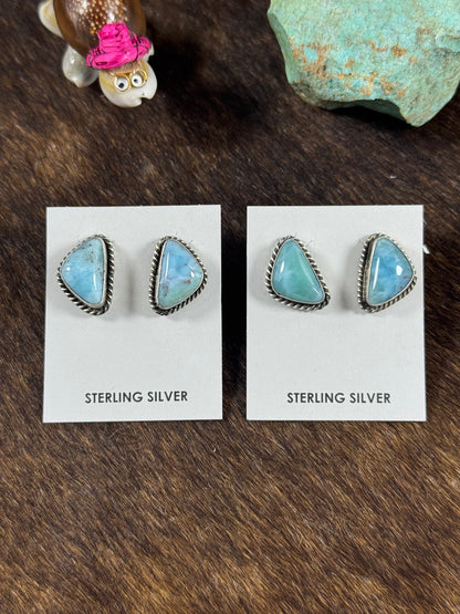 Larimar Triangle Stud Earring