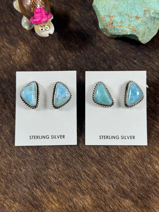 Larimar Triangle Stud Earring