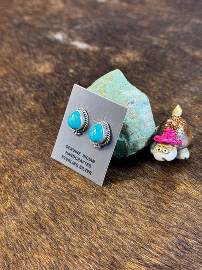 Kingman Turquoise Tear Drop Studs