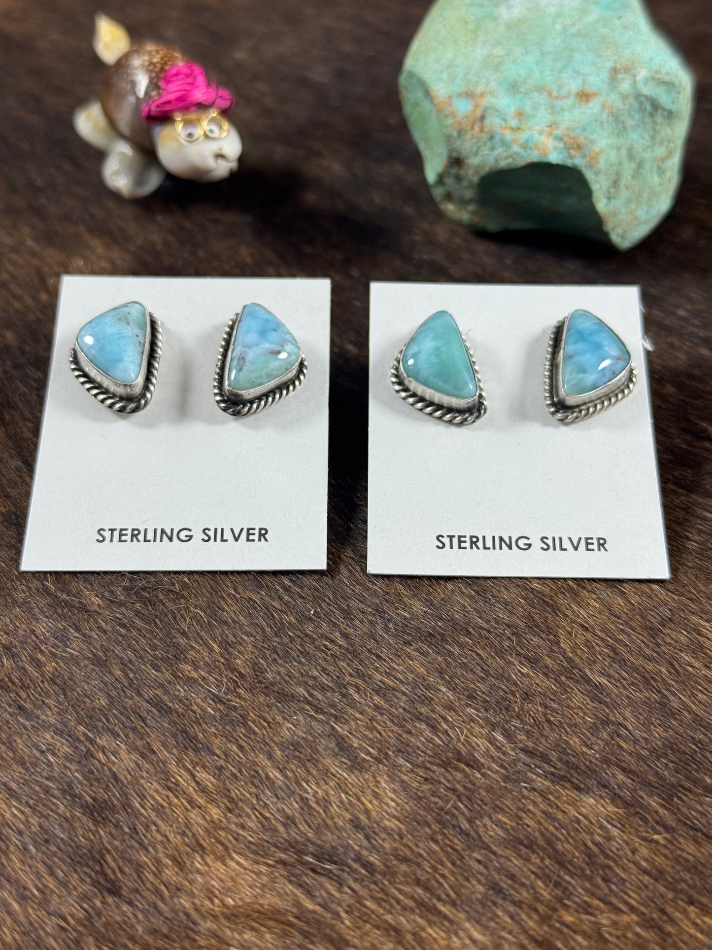 Larimar Triangle Stud Earring