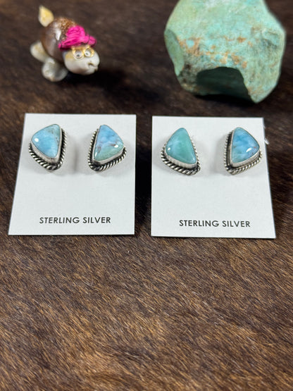 Larimar Triangle Stud Earring