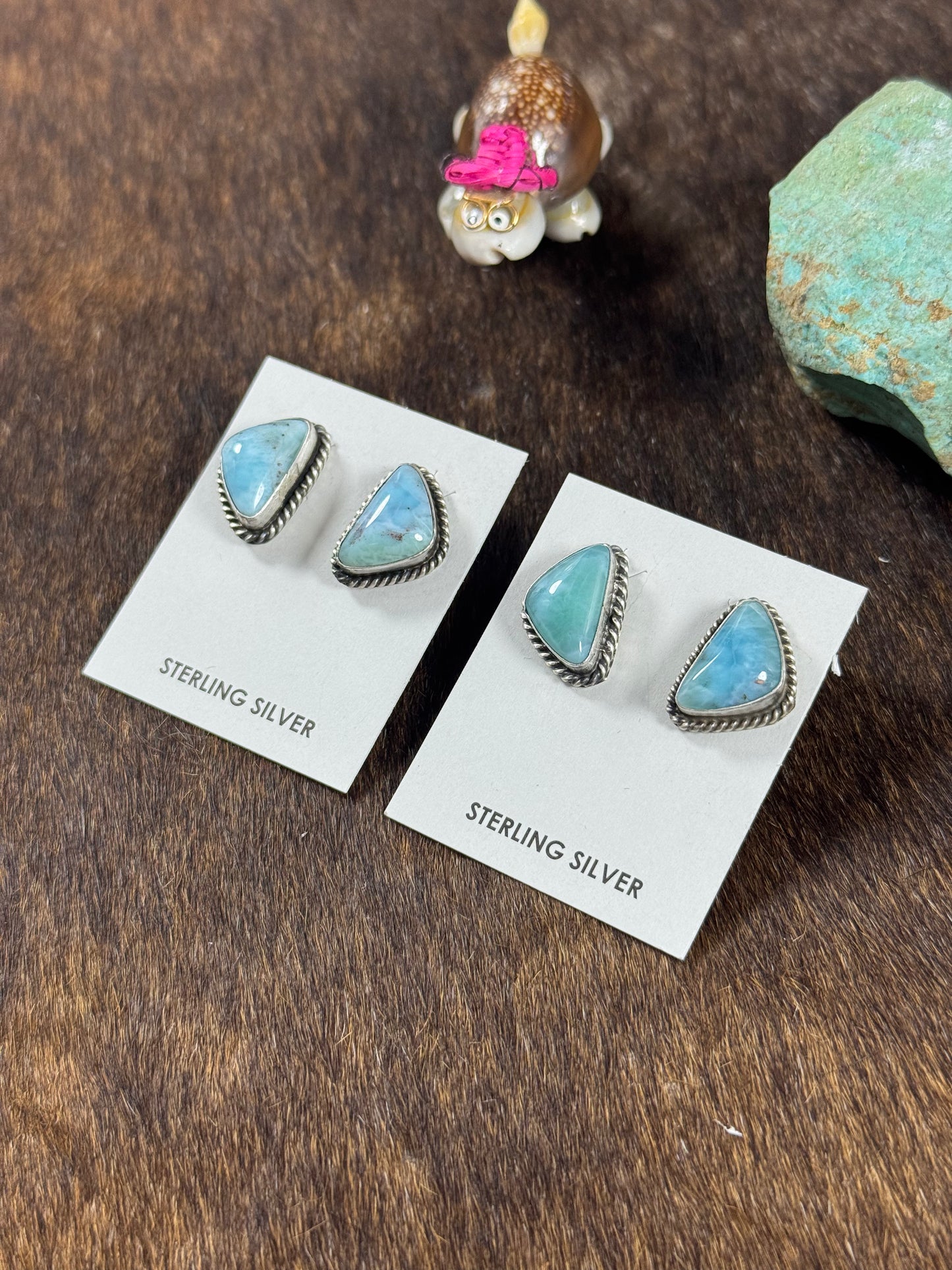 Larimar Triangle Stud Earring