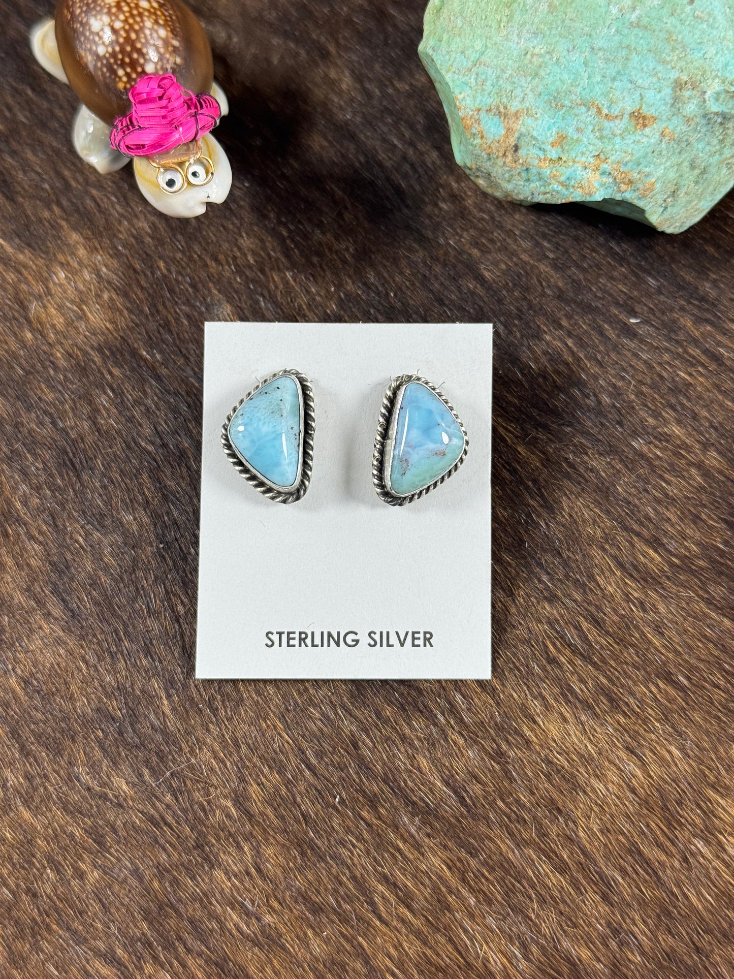 Larimar Triangle Stud Earring