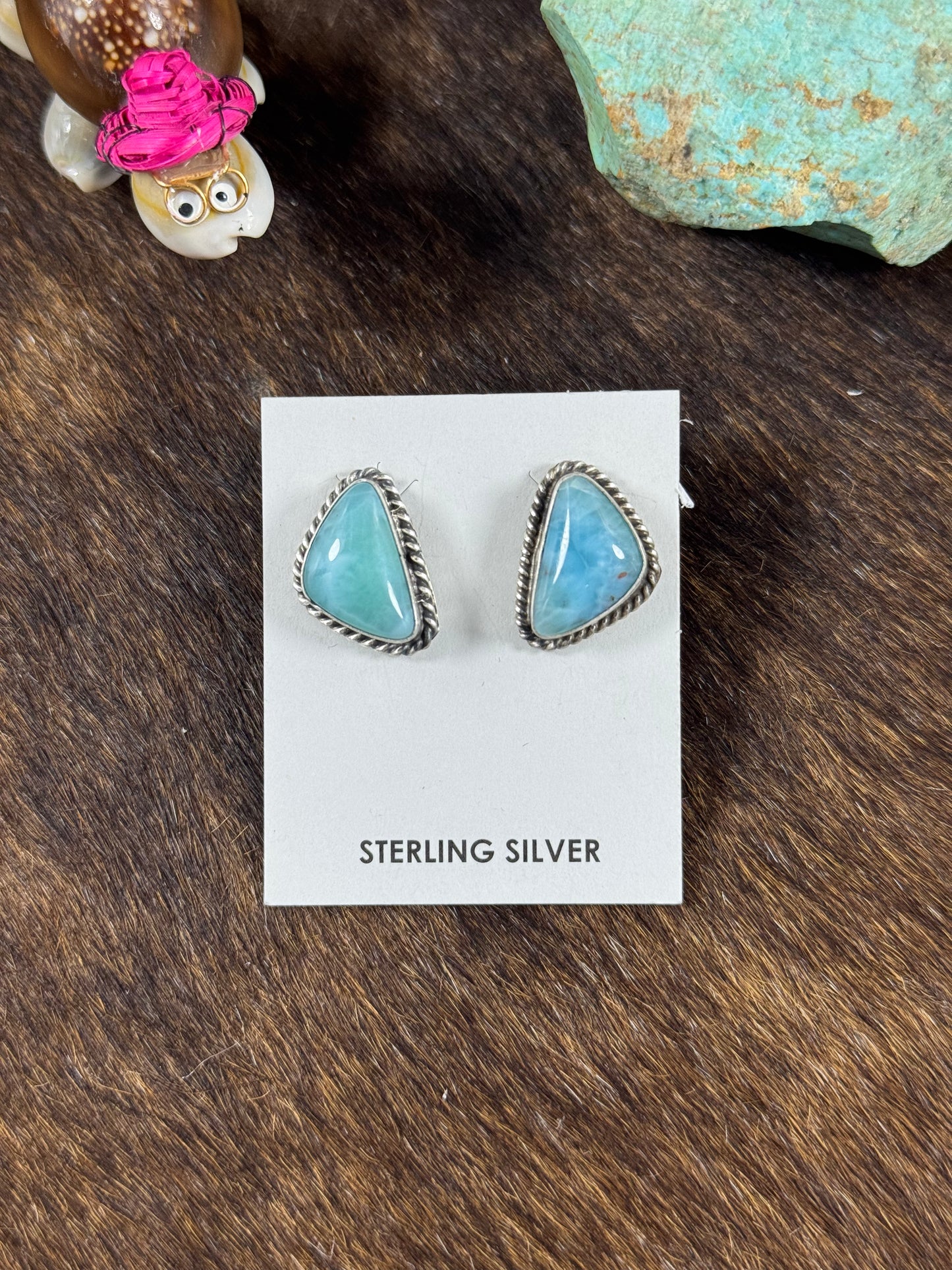 Larimar Triangle Stud Earring