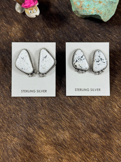 White Buffalo Triangle Studs
