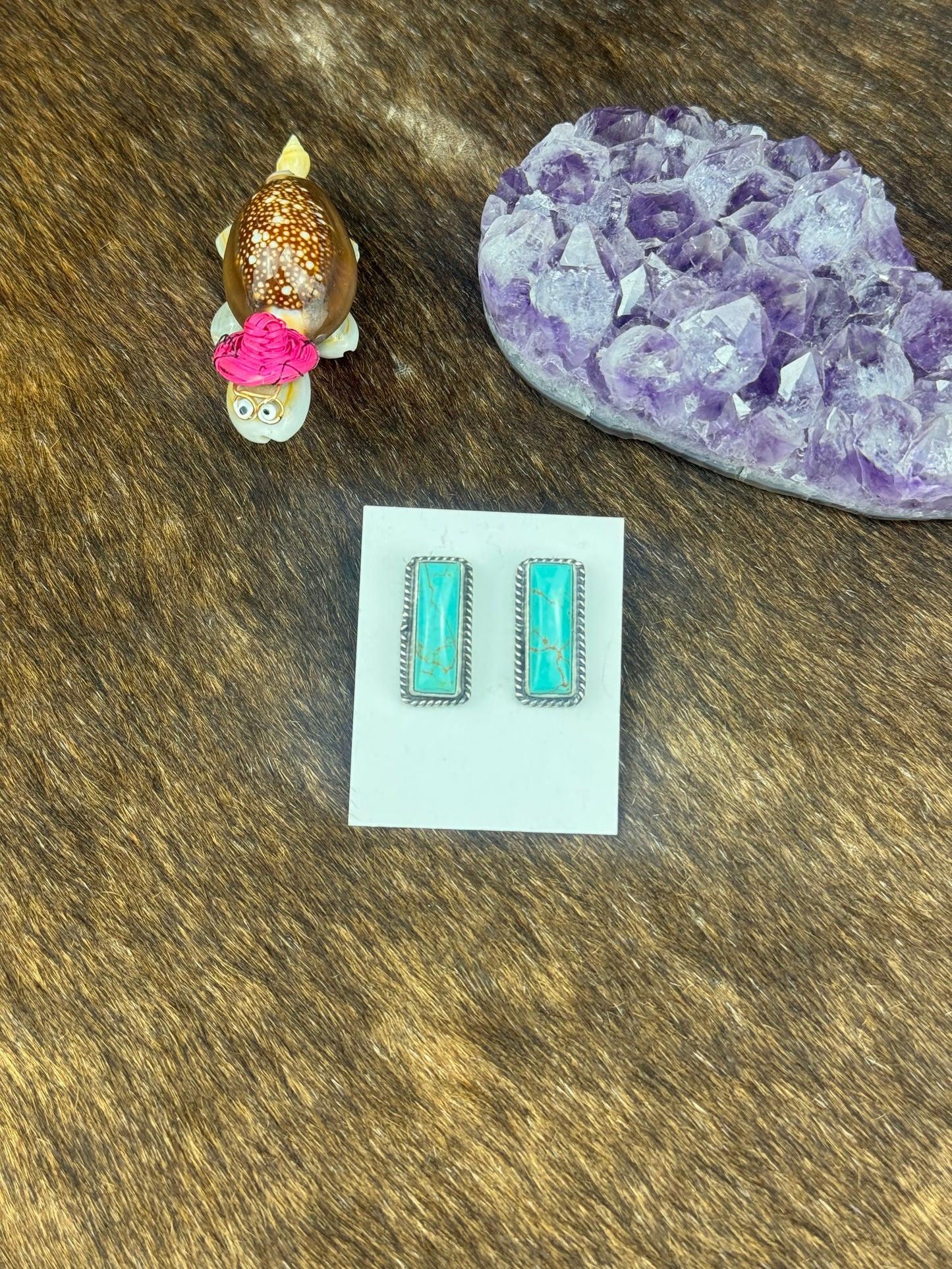 Kingman Turquoise Sterling Silver Bar Earrings