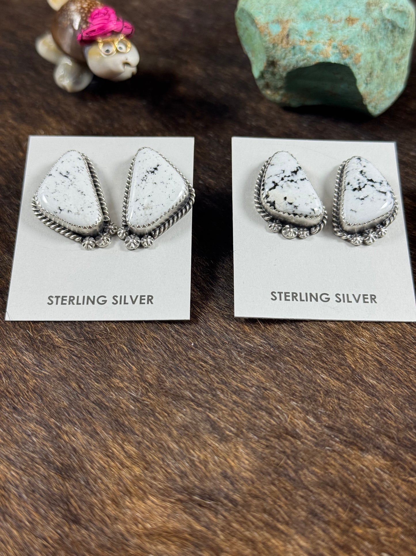 White Buffalo Triangle Studs