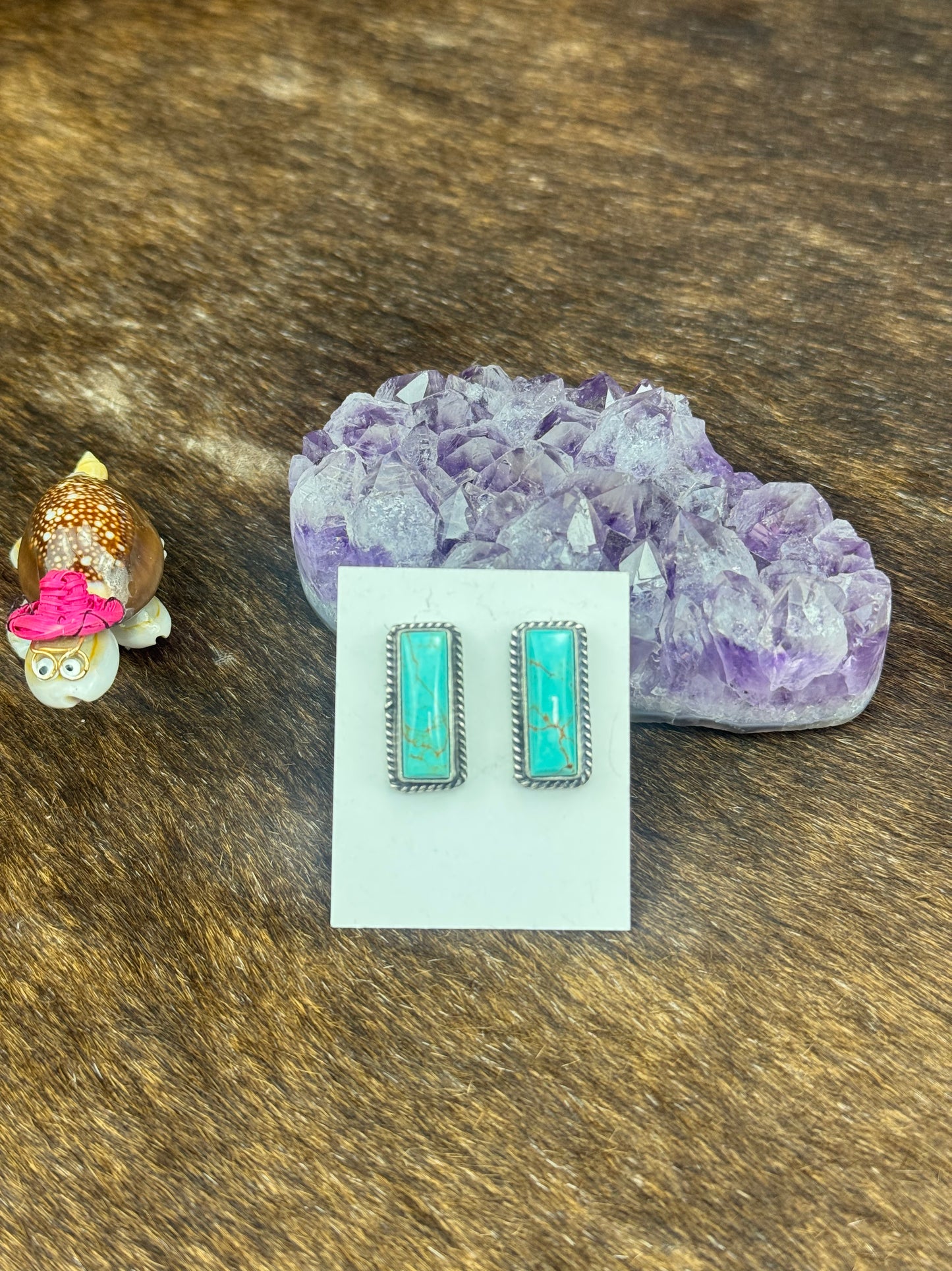 Kingman Turquoise Sterling Silver Bar Earrings