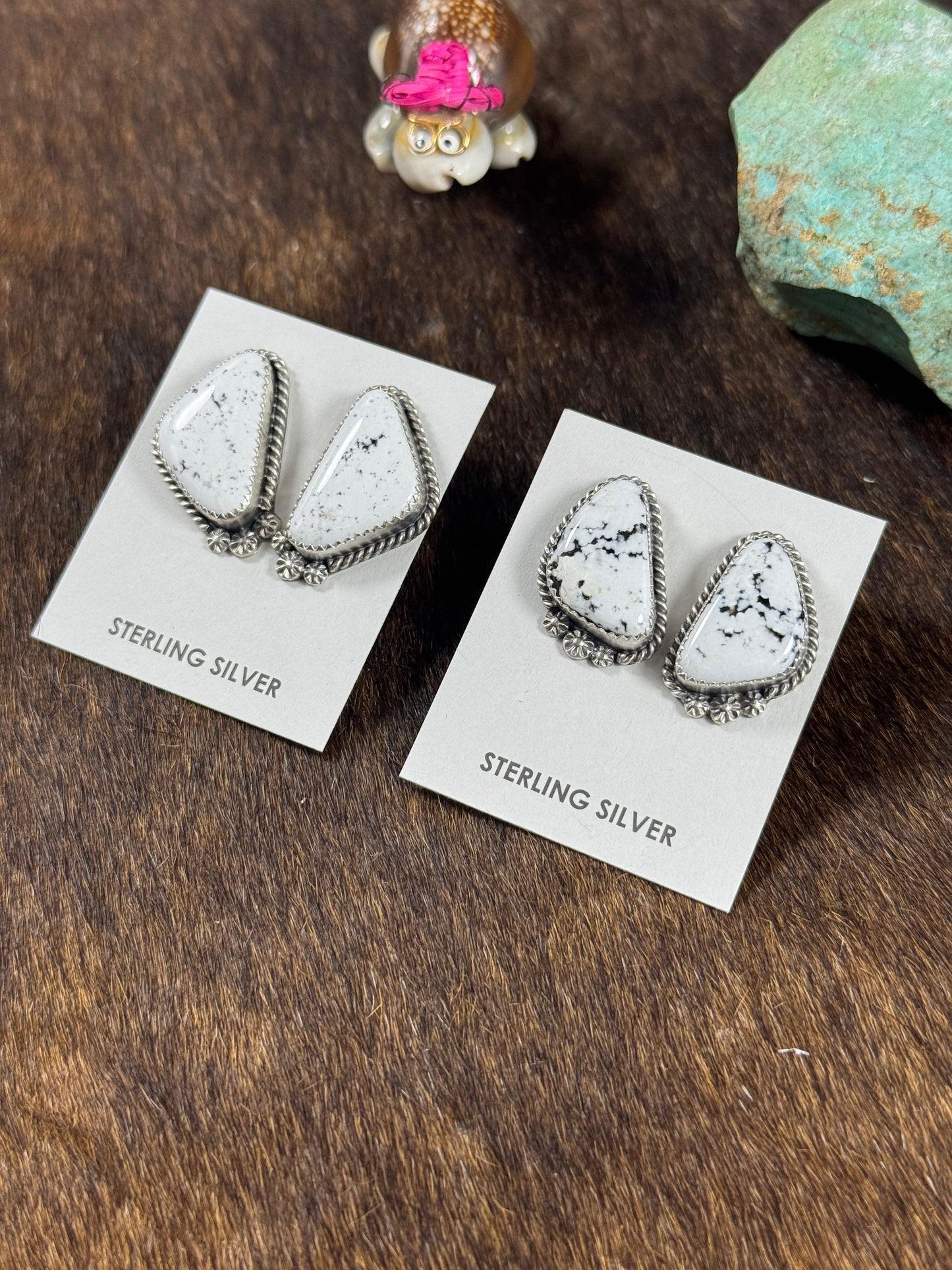 White Buffalo Triangle Studs