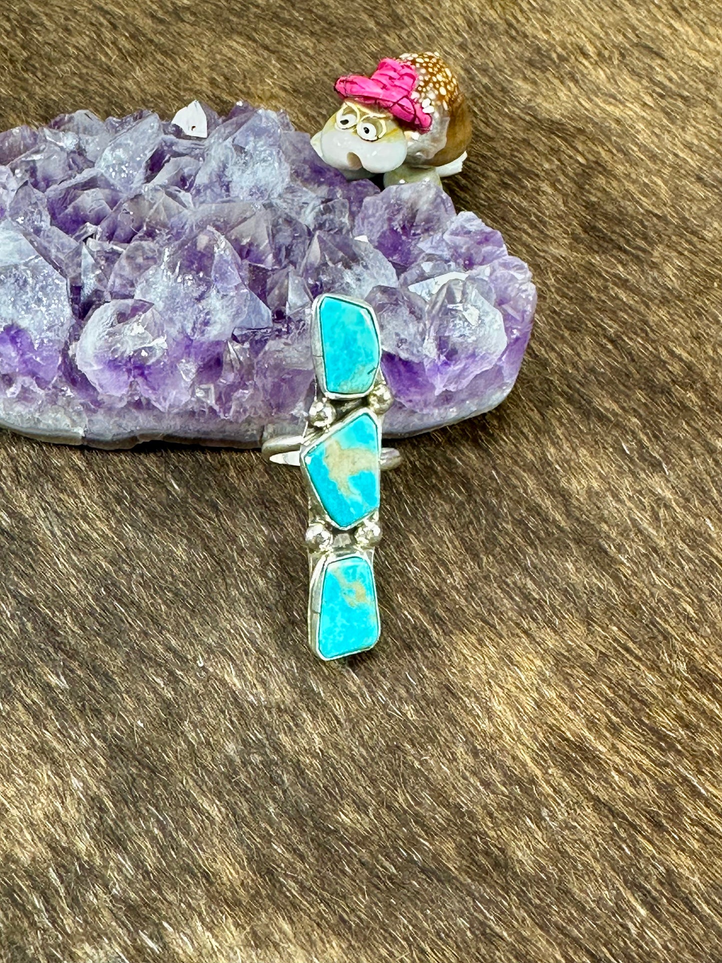 Kingman Turquoise 3 Stone Ring