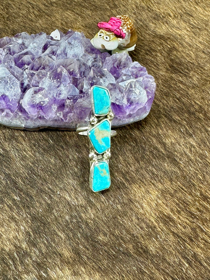 Kingman Turquoise 3 Stone Ring