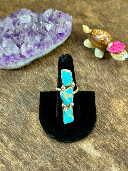 Kingman Turquoise 3 Stone Ring