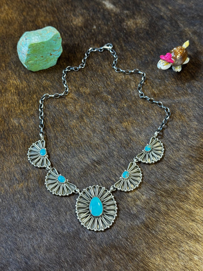 Kingman Flower Cluster Necklace