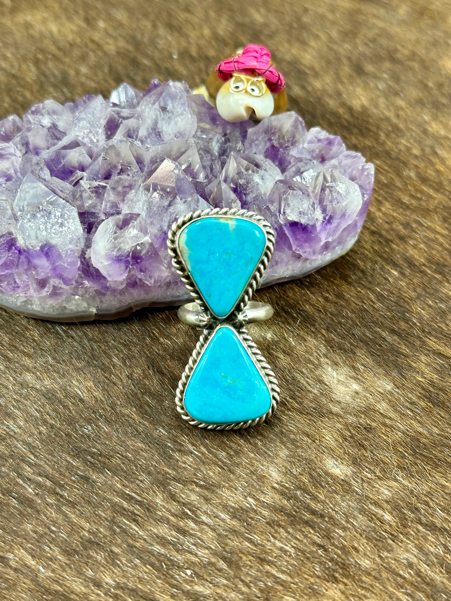 Two Stone Kingman Turquoise Ring