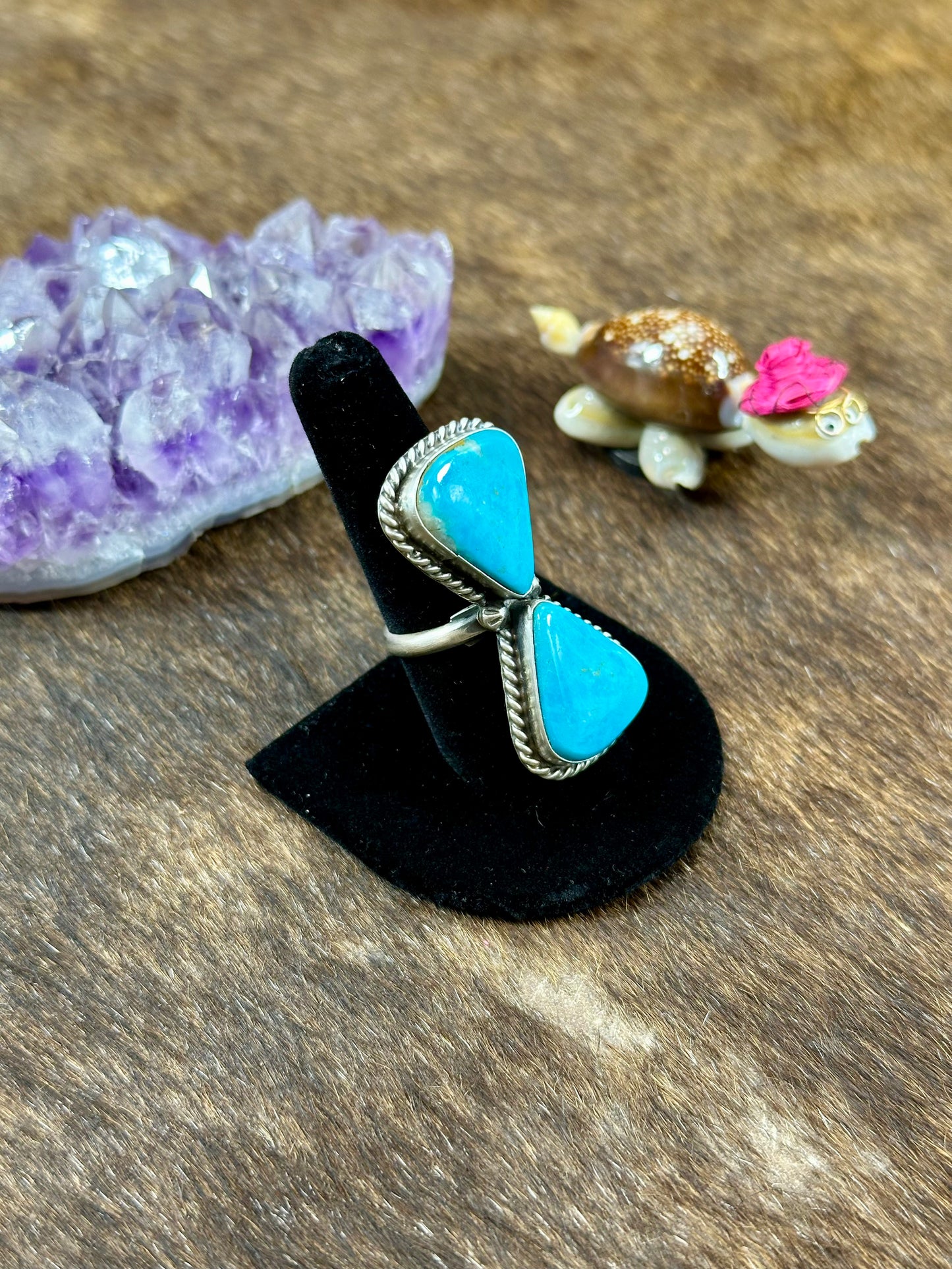 Two Stone Kingman Turquoise Ring