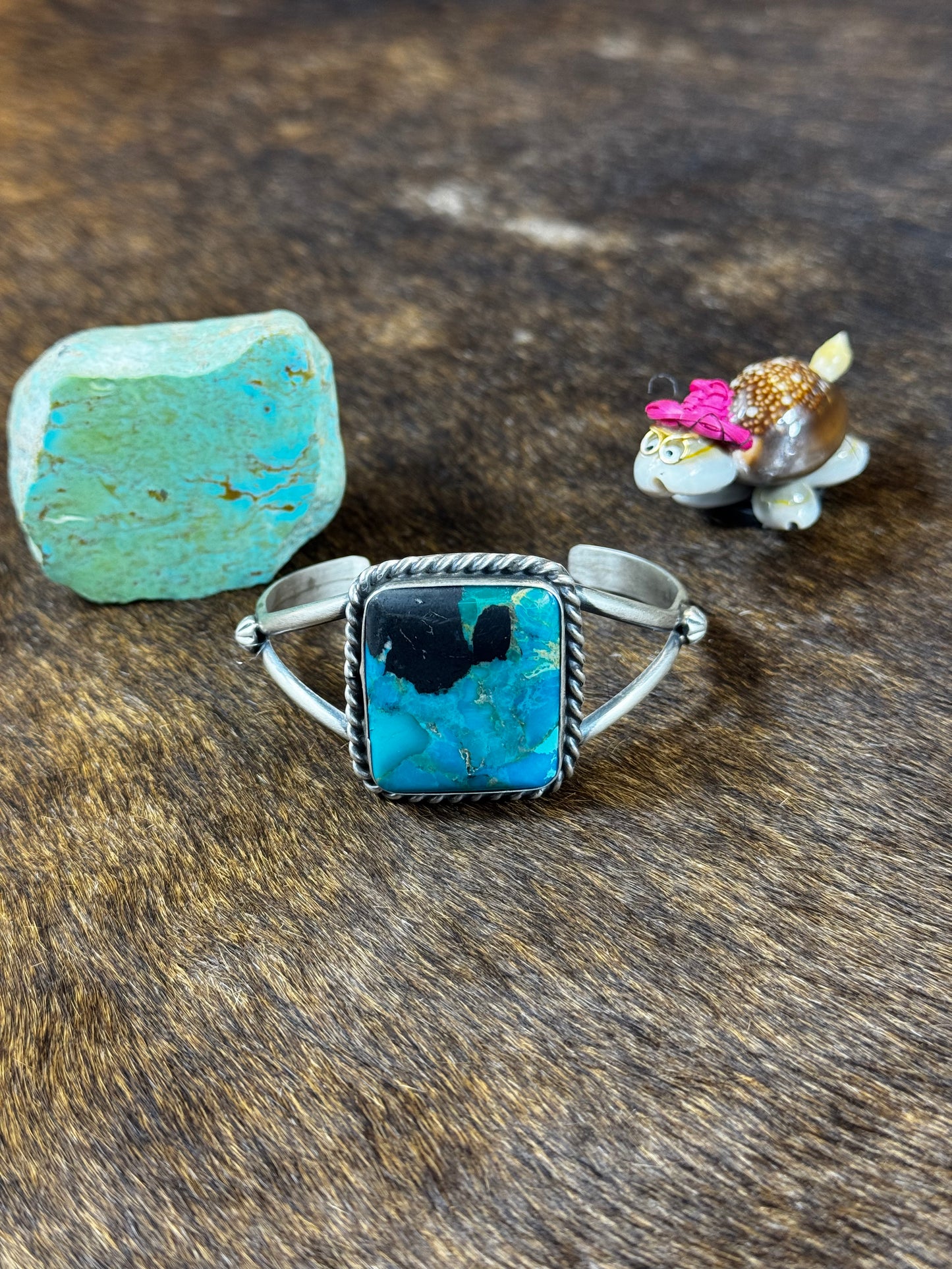 Square Stone Kingman Turquoise Bracelet