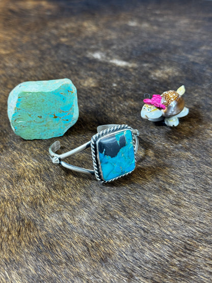Square Stone Kingman Turquoise Bracelet